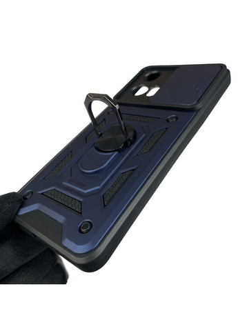 Чохол для Moto G24 Power (PB1E0003RS) броньований з кільцем зі шторкою на камеру на моторола г24 павер темно-синій rg1 Motorola (366020288)