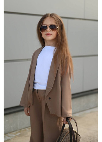 Бежевый демисезонный стильный легкий льняной костюм с палаццо — замеры в описании брючный DK/DL Мода без кордонів