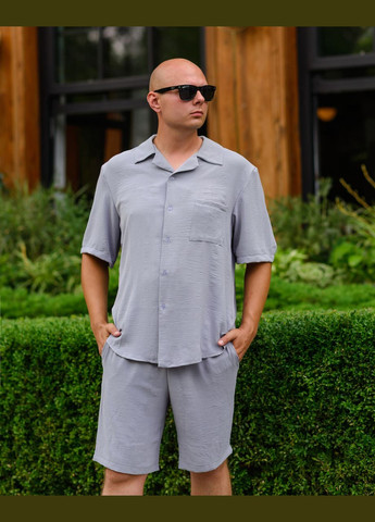 Серый мужской костюм из креп жатки серый Maybel