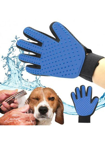 Щітка рукавичка для вичісування шерсті домашніх тварин True Touch синій No Brand (327875143)