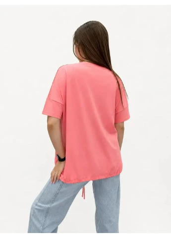 Жіноча футболка оверсайз з затяжками Білий L (6570) Pink Daisy - (399346294)