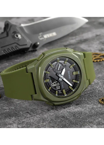 Часы мужские наручные 2091 (Зеленые с черным) Skmei (314483639)