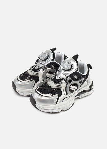 Серебряные демисезонные кроссовки для девочки, на плоской подошве цвет серебристый цб-00273842 Kimboo