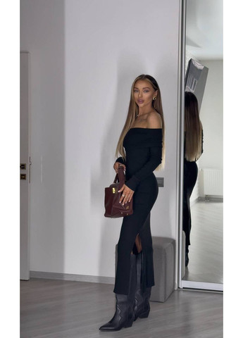 Чорна вечірня сукня жіноча No Brand однотонна