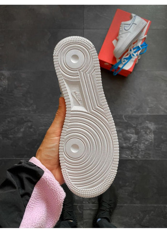 Белые демисезонные кроссовки мужские nike air force 1 low white blue найк аир форс 1 премиум No Brand