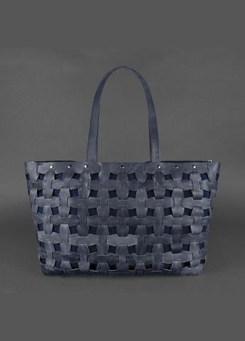 Кожаная женская плетеная сумка Пазл Xl синяя Crazy Horse (A-026676) BlankNote (327874316)