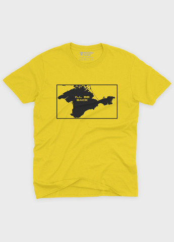 Желтая демисезонная футболка для девочки с патриотическим принтом крым (ts001-5-sun-005-1-122-g) Modno