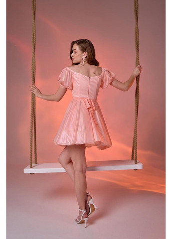 Персикова коктейльна сукня перлинний шифон 24023 персикова Tanita-Romario