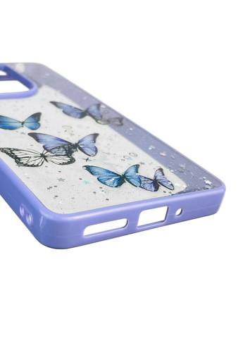 Чохол для POCO M6 Pro 4G з блискітками з метеликами на сяомі поко м6 про 4г бузковий Xiaomi (366387590)