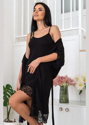 Чорний демісезонний жіночий комплект для дому кч1210н чорний MiaNaGreen