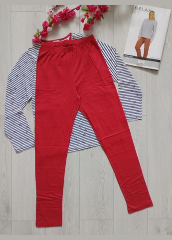 Червона всесезон жіноча піжамка домашній одяг 100% бавовна лонгслів + легінси Relax