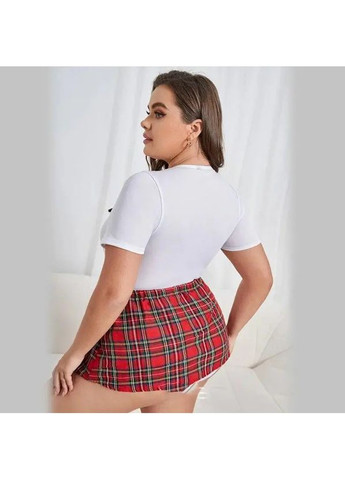 Женский эротический костюм ученица Plus size, Комплект для ролевых игр, Сексуальный набор для удовольствия No Brand костюм учениця Plus size білий з червоним (354331191)
