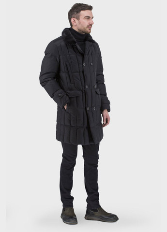 Чорна зимня чоловіча зимова куртка з біопухом і знімним норковим хутром city class (, ), 30374 No Brand