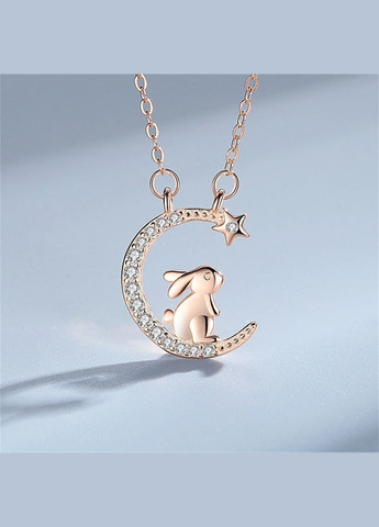 Цепочка с кулоном подвеской женская зайка сидит на луне и смотрит на звезды Liresmina Jewelry (290664051)
