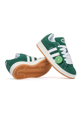 Зеленые демисезонные кроссовки мужские green white, вьетнам adidas Campus 00s