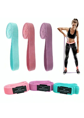 Набір комплект тканинних гумок для фітнесу тренувань розтяжки занять спортом поліестер 3 штуки 105х4 см (479260-Prob) Unbranded (316551852)