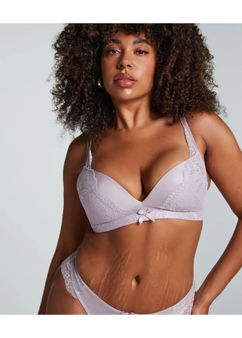 Сиреневый бюстгальтер Hunkemoller без косточек полиэстер, кружево