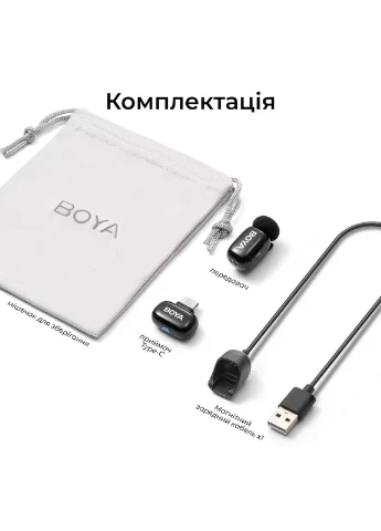 Беспроводной петличный микрофон Boya mini 2-06 Type-C Black Fifine (403221702)