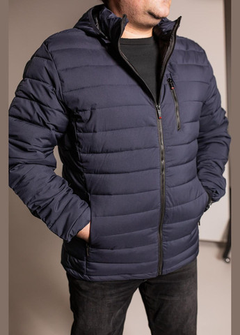 Темно-синяя демисезонная куртка стебана с капюшоном большие размеры весна/осень No Brand