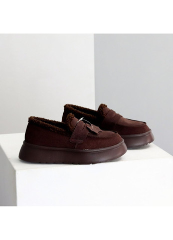 Жіночі зимові автоледі Stelary, шоколадні, натуральна замша, на платформі з екохутром No Brand (366079977)