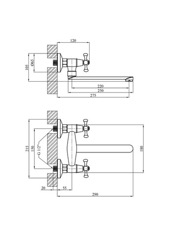 Смеситель для кухни настенный KRM Rhein - C040 Kroner (370661989)