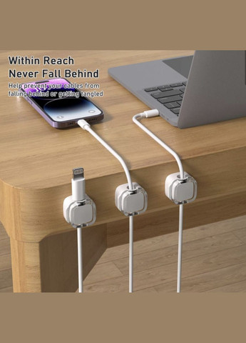 Фиксатор кабеля магнитный органайзер клипса держатель для провода самоклеящийся 3 шт Белый Velcro (340276153)