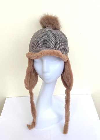 з Козирком та Помпоном, Підклад Супер М'яке Штучне Хутро No Brand Жіноча Зимова Шапка-Вушанка (363838663)