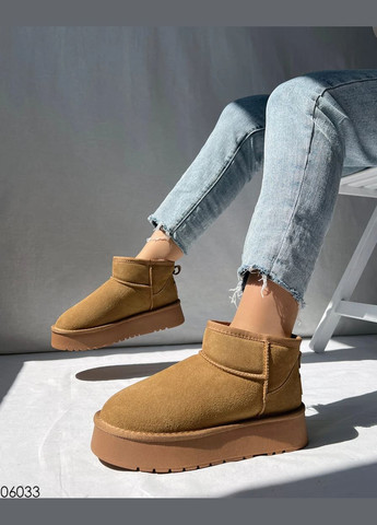 Рыжие угги на платформе, короткие уггги натуральная замша, низкие угги Hengji (305295874)