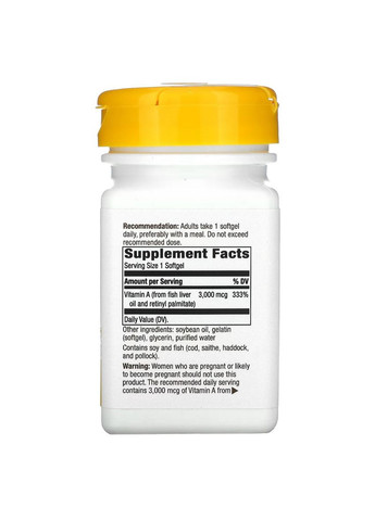 Вітамін А, 3000 мкг, Vitamin A,, 100 желатинових капсул Nature's Way (325401233)