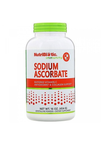 Буферизований содою вітамін C Sodium Ascorbate Аскорбат натрію кристалічний порошок 454 г NutriBiotic (264739673)