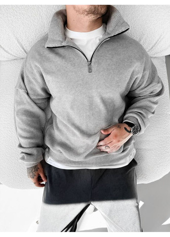 Сірий стильний чоловічий светр на блискавці Vakko