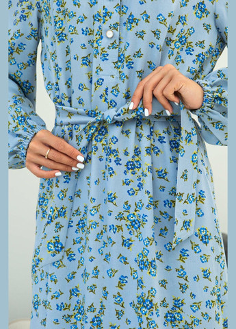 Блакитна повсякденний жіноча сукня вільного силуету з коміром з невеличким рюшем (су 1322) RiMari