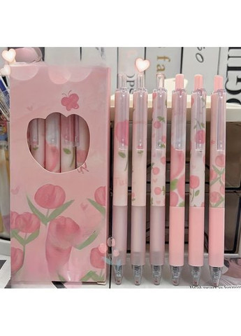 Канцелярський набір ручок 6 шт., у ніжному дизайні з тюльпанами No Brand (370290525)