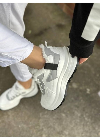 Жіночі зимові кросівки, білі, утеплені хутром, спортивного стилю Gollmony Кросівки білі зими (350936415)