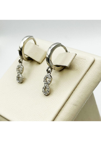 Сережки-кільця срібні з кубічним цирконієм "Нескінченність" 3,53 г No Brand (369737256)