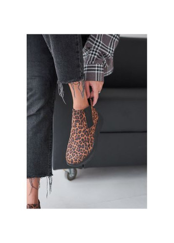 демисезонные ботинки (челси) под леопард на резинке натуральный нубук/байка р.36 (17641) Vm-Villomi