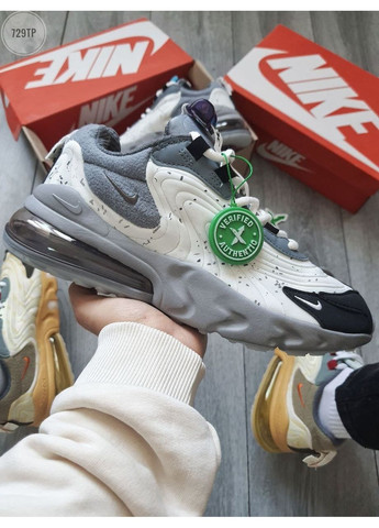Серые демисезонные кроссовки мужские nike x travis scott air max 270 grey найк аир макс No Brand