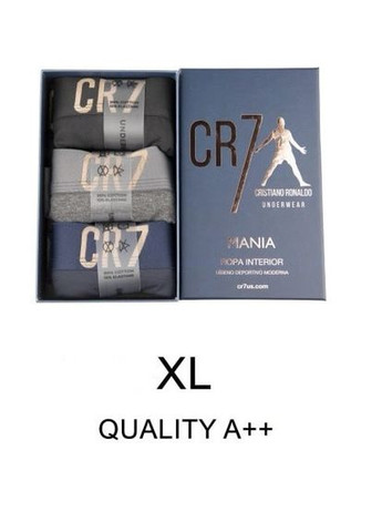 Набор трусов боксерки CR7 3шт черные серые синие XL Cristiano Ronaldo (365591718)
