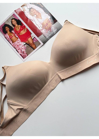 Бежевий бюстгальтер без пуш-ап lightly-lined wireless bra світло-бежевий Victoria's Secret