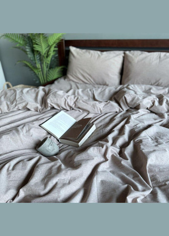 Постільна білизна Washed Cotton Однотонний Двоспальна 180 x 220 Варена бавовна Бежева 50 х 70 No Brand (307355943)