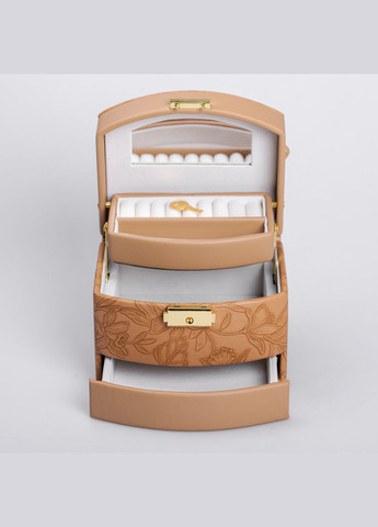 Скринька для прикрас з еко шкіри 3 яруси із замком органайзер для ювелірних виробів HP-5-23BR Yiwu (325922714)