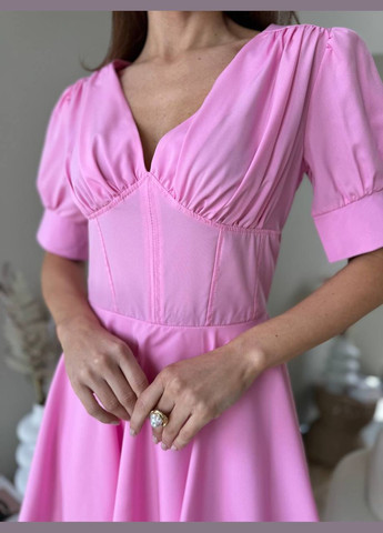 Жіночий комбінезон-сукня Україна рожевий вечірній софт