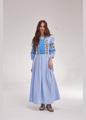 Жіноча вишита сукня "Калина" блакитна MEREZHKA (288605884)