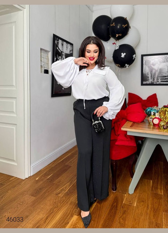 Біла блузка жіноча із зав'язкою Liton