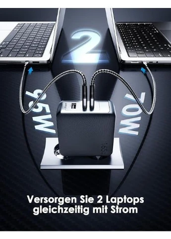 Зарядное устройство Oraimo 165 Вт USB-C Блок питания HYERGAN PD 3.1 GAN 3-портовое быстрое зарядное устройство PPS с кабелем 240 Вт No Brand (382521384)