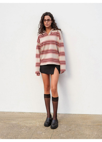 Молочная женская футболка-поло Romashka в полоску