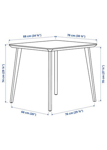 Таблиця ІКЕА LISABO 88х78 см (60563780) IKEA (278408691)
