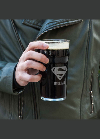 Бокал для пива "Супермен" персонализированный, Дерев'яна подарункова коробка BeriDari (293509938)