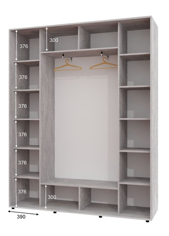 Шафа-купе тридверна 180*45*230 см Індастріал 3 двері Дзеркало ШК-05 Алекса (360476724)