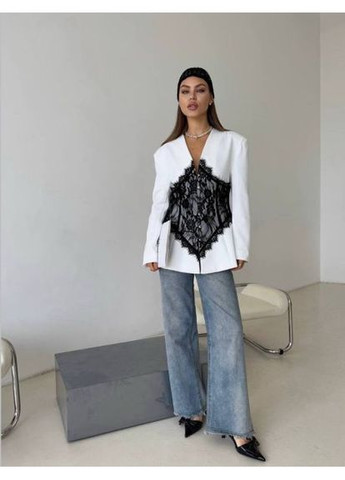 Піджак жіночий з ажурним мереживом, з білим гіпюром, р. (арт. BT3016) No Brand (368672278)
